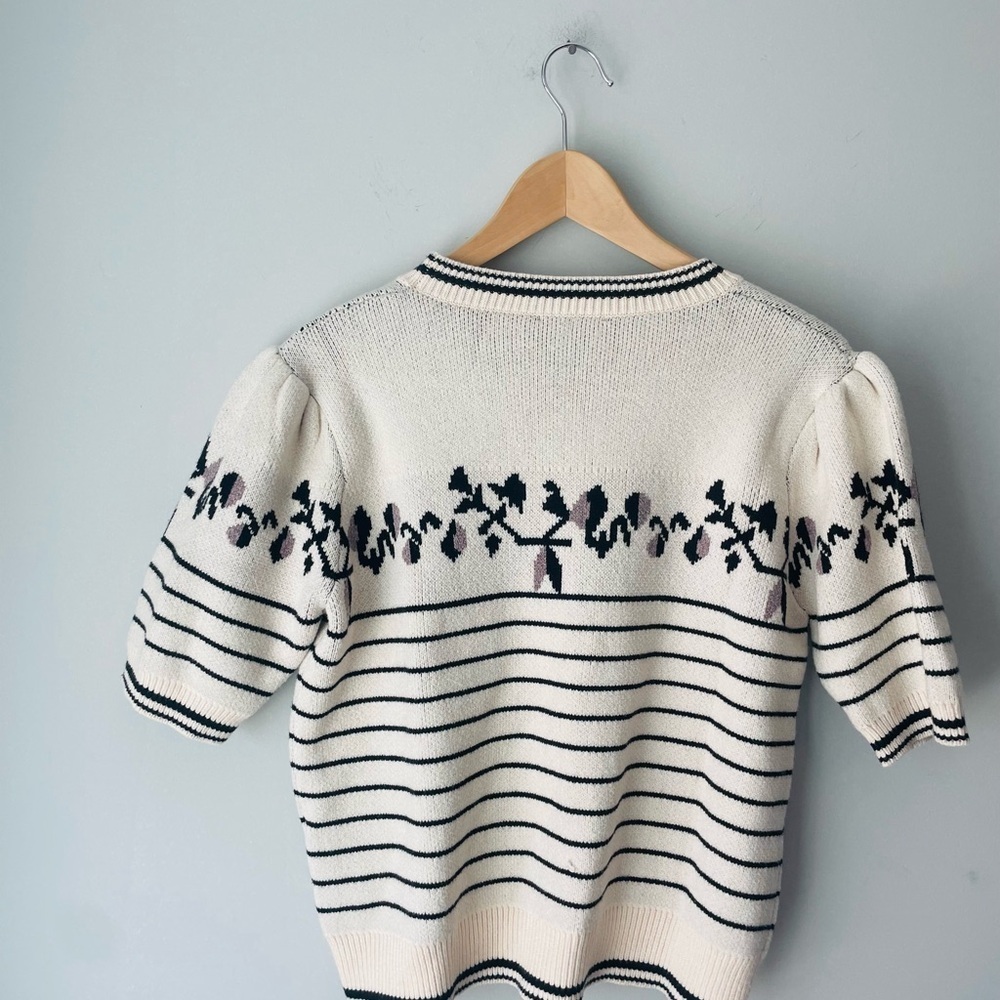 THML Anthropologie Ivory and Black Floral Sweater - Picture 6 of 6